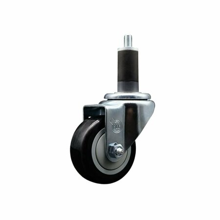 SERVICE CASTER 3'' SS Black Poly Wheel Swivel 1-1/4'' Expanding Stem Caster SCC-SSEX20S314-PPUB-BLK-114